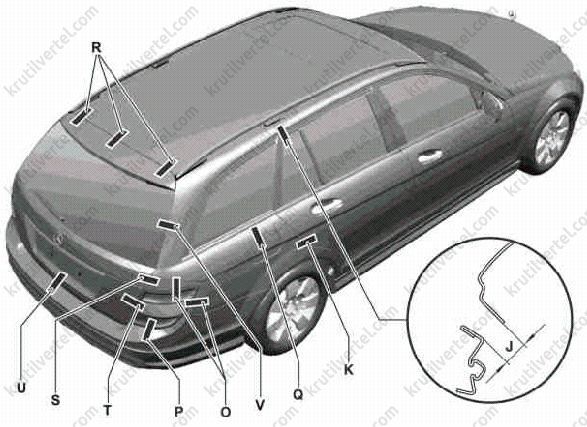 зазоры в кузовных панелях Mercedes 204 C-класс, зазоры в кузовных панелях Мерседес 204 Ц-класс