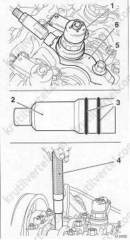 монтаж и демонтаж инжектора (форсунки впрыска) Opel Combo с 2000 года, монтаж и демонтаж инжектора (форсунки впрыска) Opel Corsa C с 2000 года, монтаж и демонтаж инжектора (форсунки впрыска) Opel Meriva с 2000 года