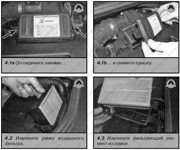 заміна повітряного фільтра Renault Clio, заміна повітряного фільтра Рено Клио 3