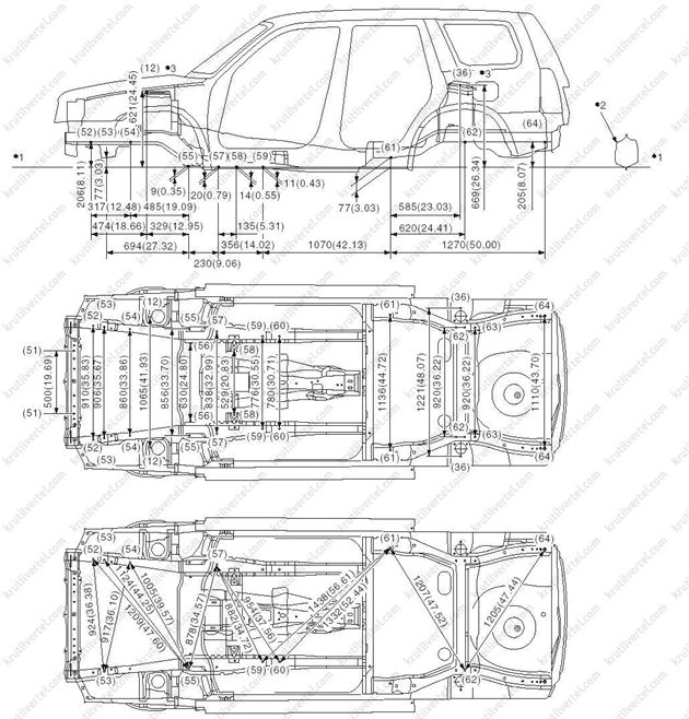 кузовные размеры Subaru Forester с 2008 года, кузовные размеры Субару Форестер с 2008 года
