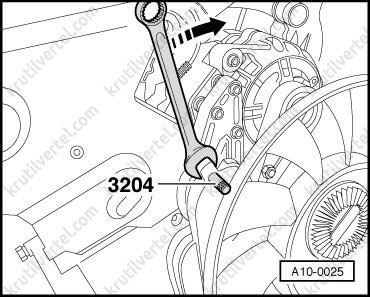 Зафиксировать с помощью стопорного штифта (3204) насос гидроусилителя рулевого управления (крыльчатый насос) Volkswagen Passat В5, насос гидроусилителя рулевого управления (крыльчатый насос) Volkswagen Passat B5 Variant, насос гидроусилителя рулевого управления (крыльчатый насос) Фольксваген Пассат Б5, насос гидроусилителя рулевого управления (крыльчатый насос) Фольксваген Пассат Б5 Вариант